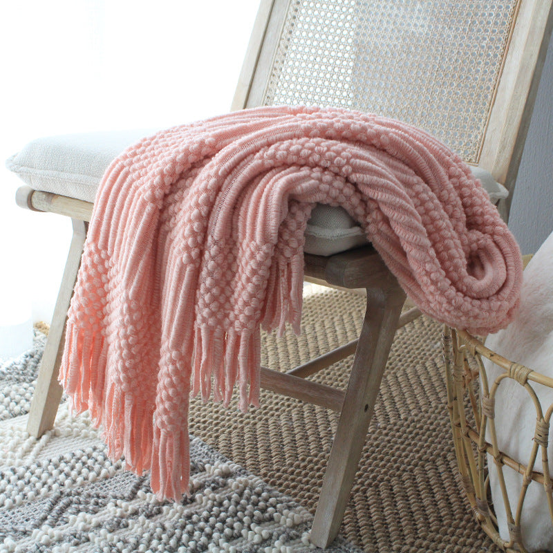 pink Sofa Blanket Nordic Knitted Blanket